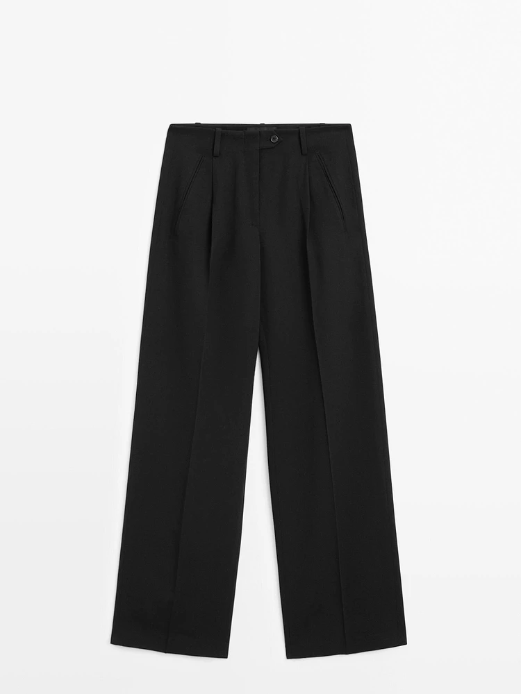 Darted trousers with tab detail