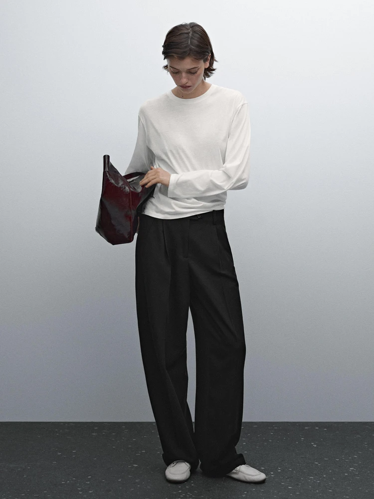 Darted trousers with tab detail