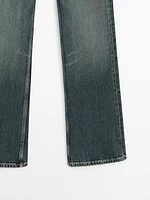 High-waist boot-cut cotton blend jeans