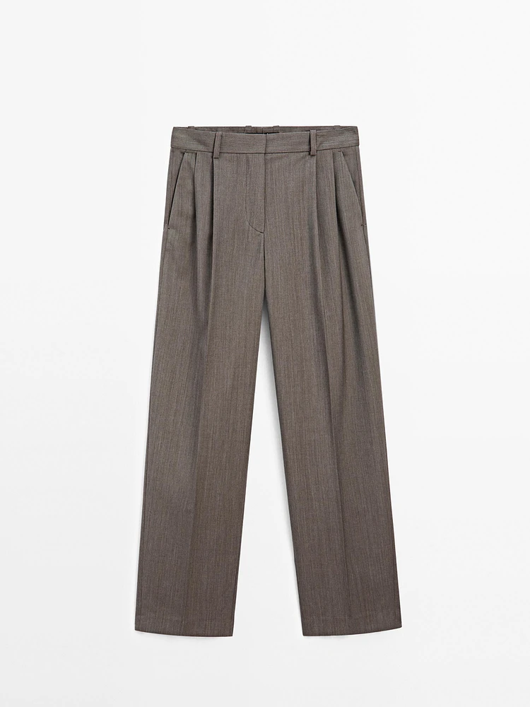 Pantalon plissé laine froide