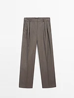 Cool wool pleated trousers