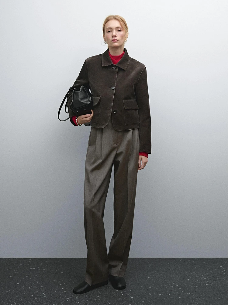 Cool wool pleated trousers