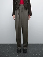 Cool wool pleated trousers