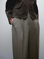 Cool wool pleated trousers