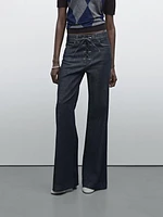 Flared jeans with tie detail