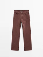 100% cotton straight-leg jeans