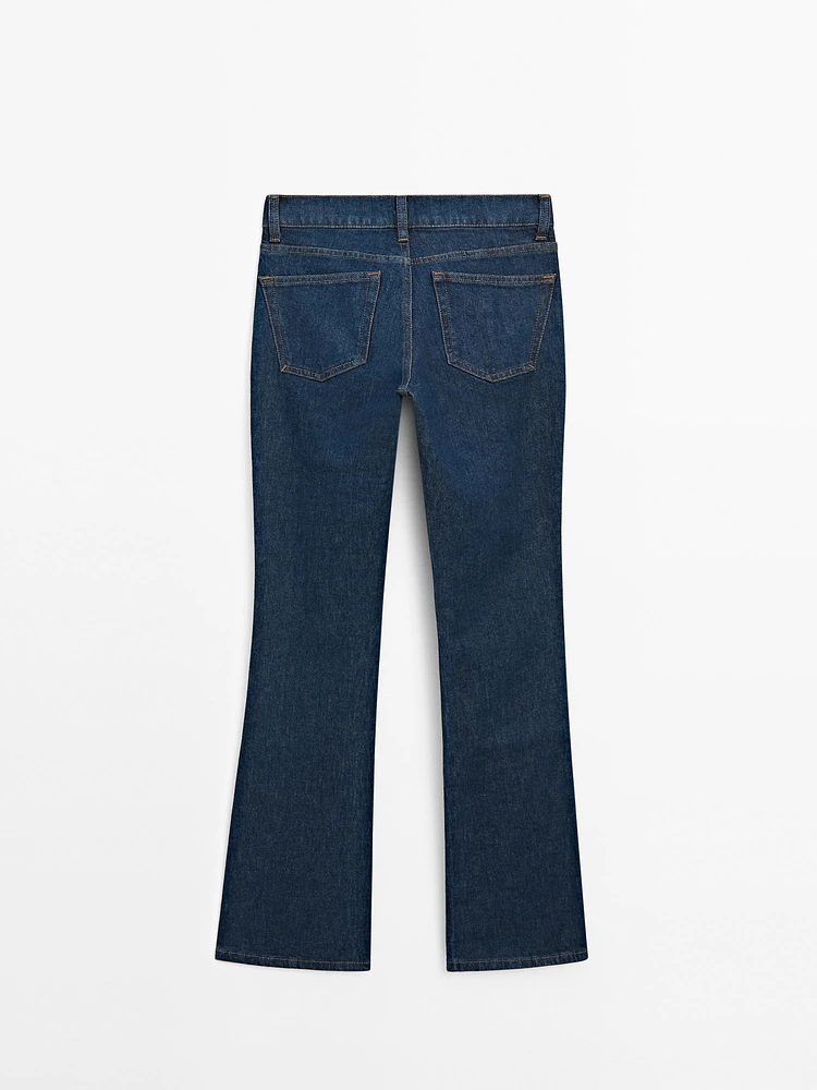 Cotton blend low-rise boot-cut jeans