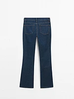 Cotton blend low-rise boot-cut jeans