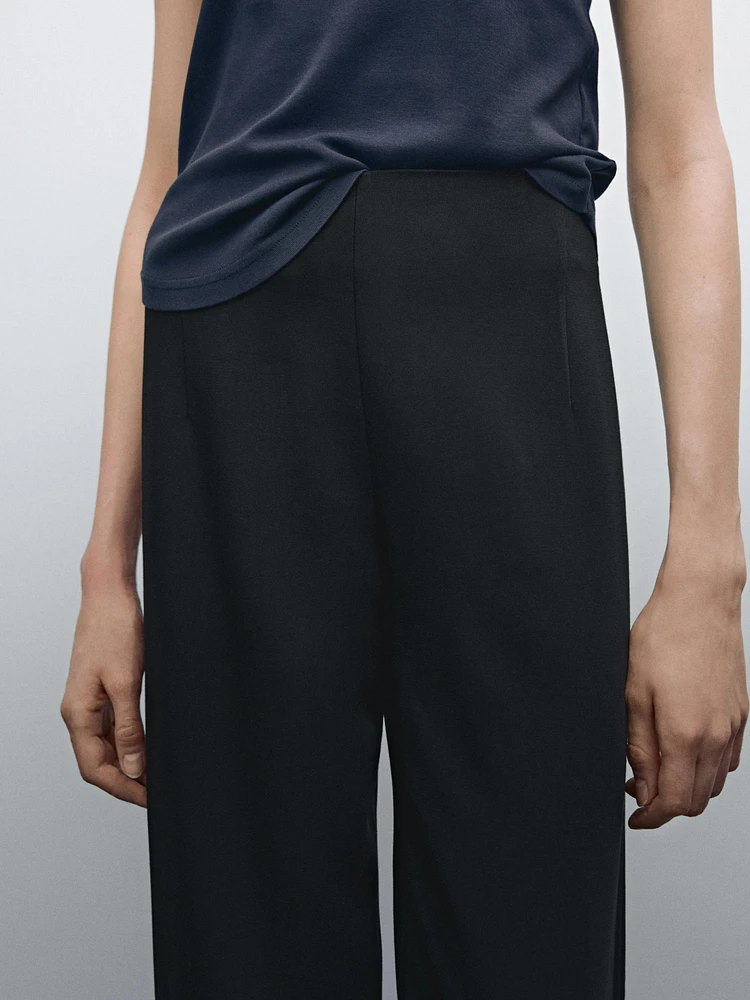 Darted crepe trousers