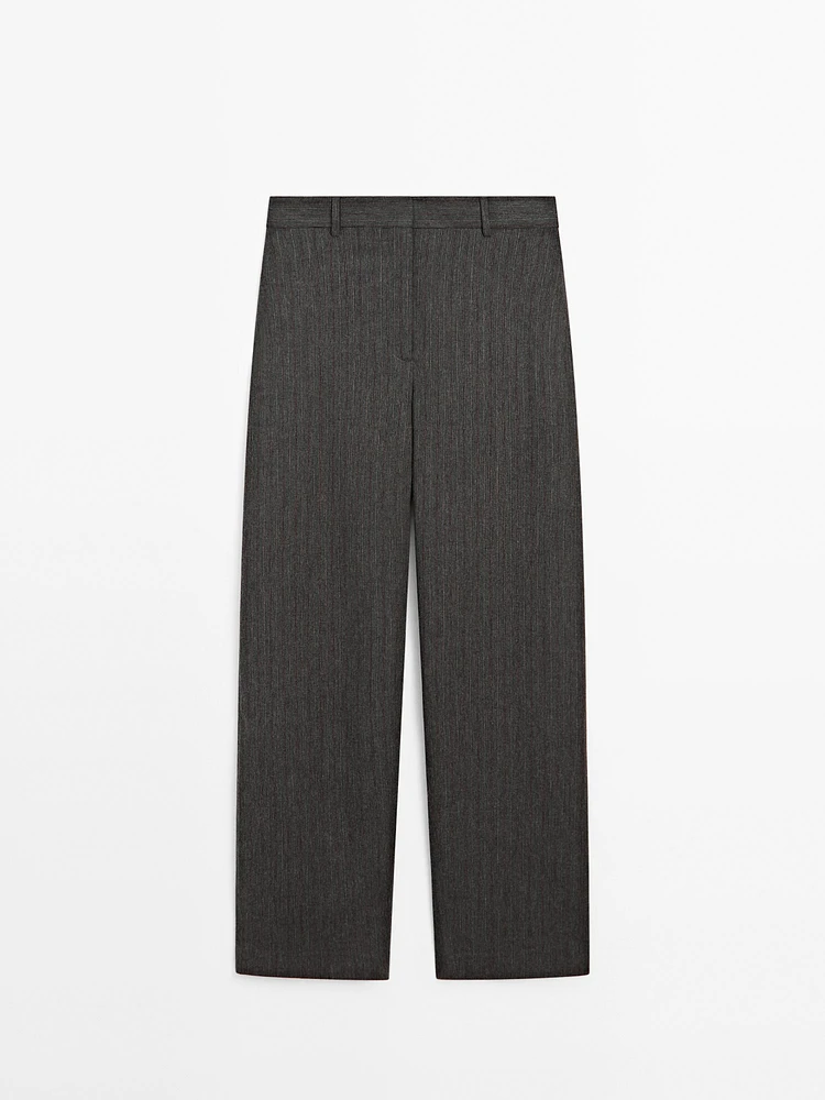 Striped straight-leg trousers