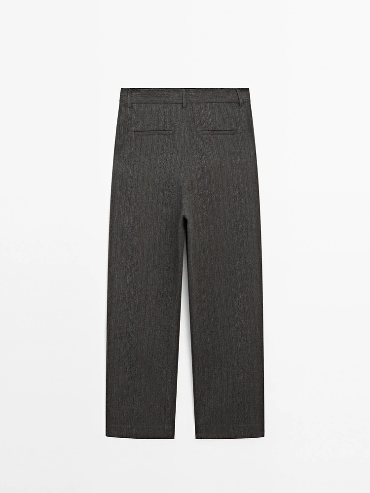 Striped straight-leg trousers