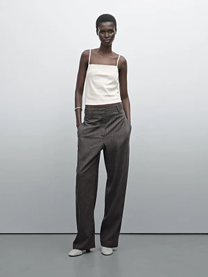 Striped straight-leg trousers