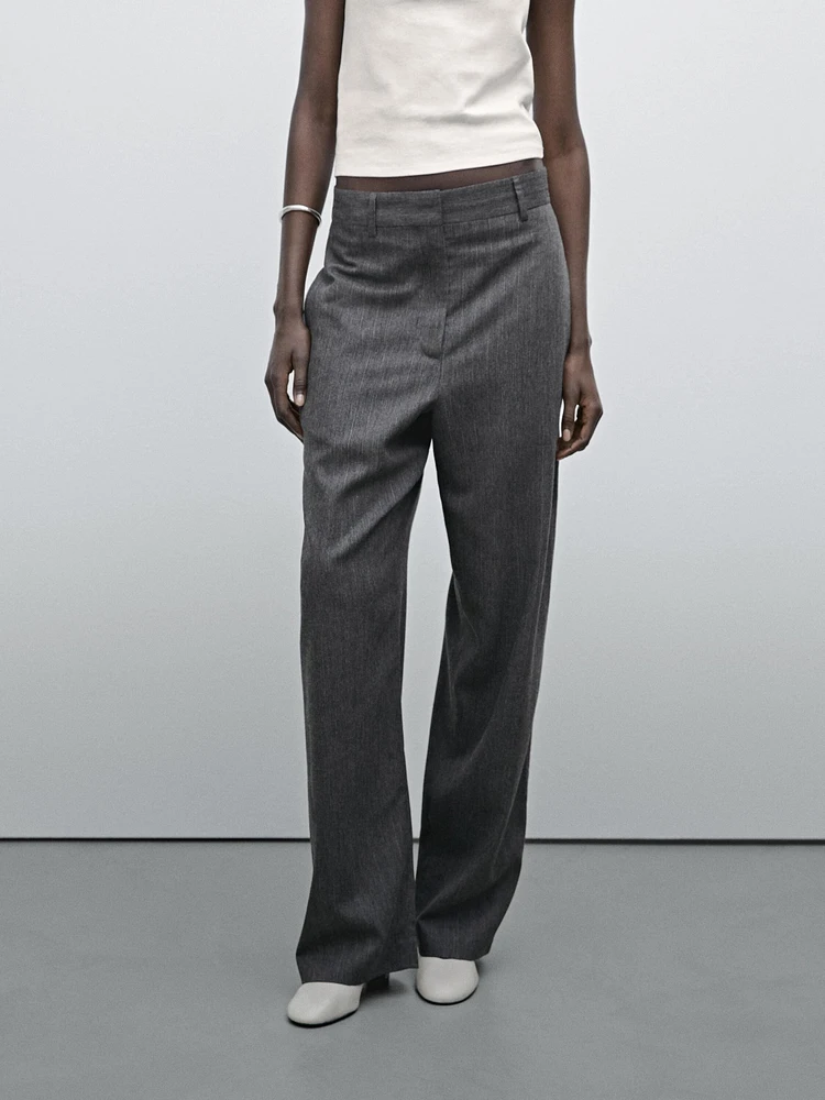 Striped straight-leg trousers