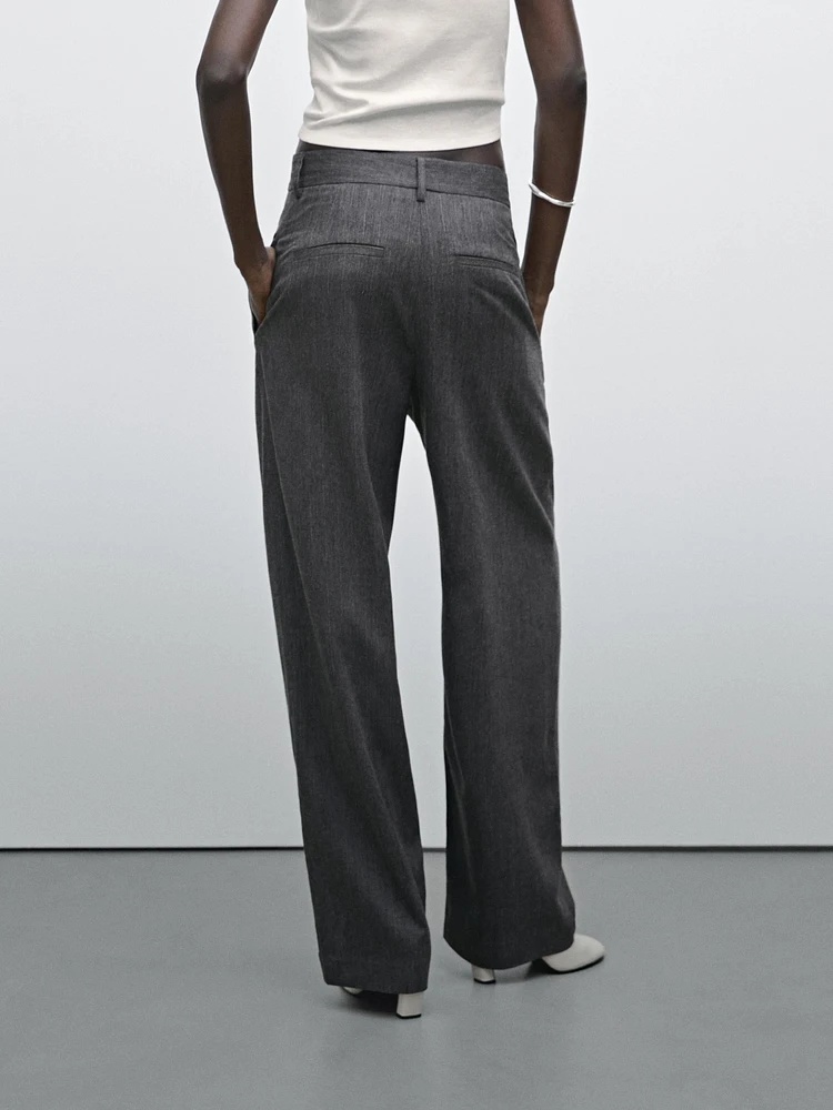 Striped straight-leg trousers