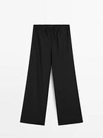 100% wool trousers with elastic waistband