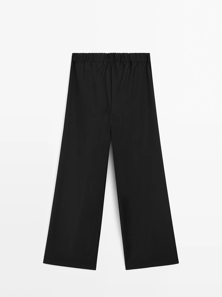 Pantalon à taille élastique 100 % laine