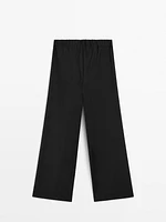 100% wool trousers with elastic waistband