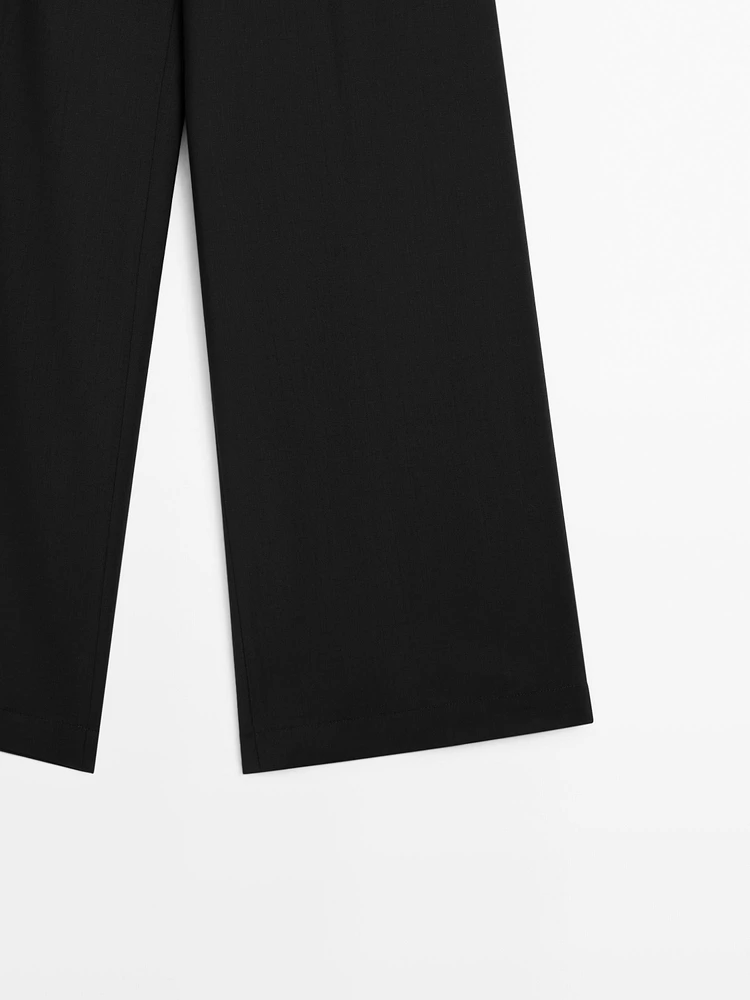 Pantalon à taille élastique 100 % laine