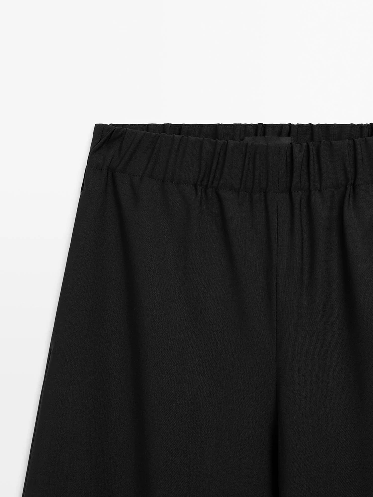 Pantalon à taille élastique 100 % laine