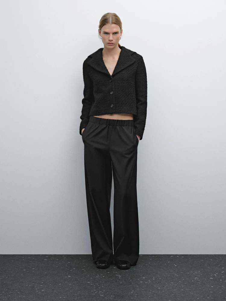 100% wool trousers with elastic waistband