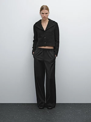 100% wool trousers with elastic waistband