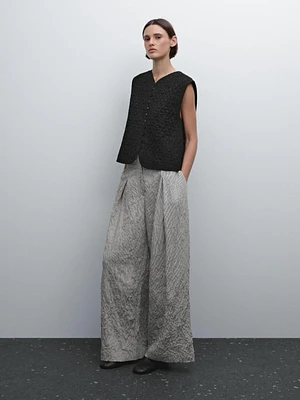 Lightweight striped trousers with fabric detail