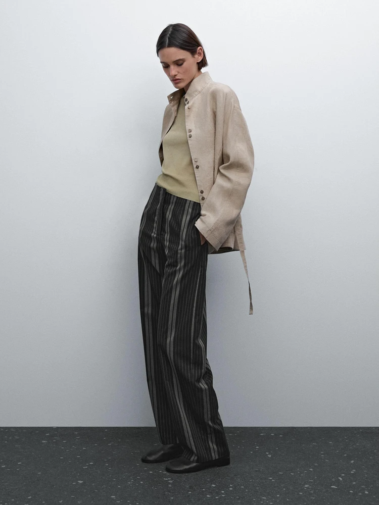 Lightweight striped flowing trousers