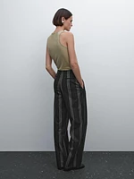 Lightweight striped flowing trousers