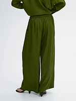 Flowing satin trousers with elastic waistband