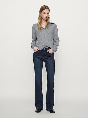 Jean taille haute skinny flare