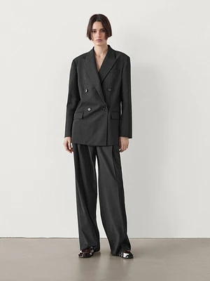 Pleated pinstripe trousers