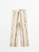 Animal print straight-leg trousers with vents