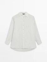 Creased-effect linen blend shirt