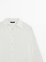 Creased-effect linen blend shirt