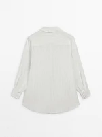 Creased-effect linen blend shirt