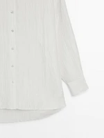 Creased-effect linen blend shirt