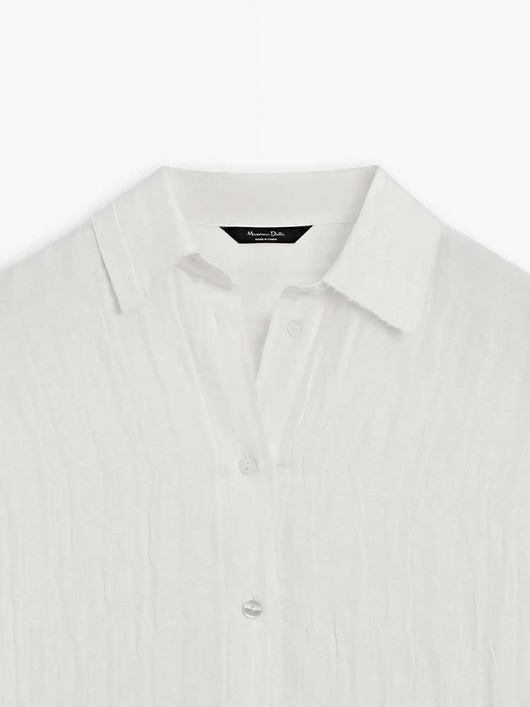 Creased-effect linen blend shirt