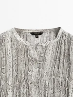 Snakeskin print shirt with elastic detail