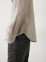 Flowing semi-sheer shirt with pockets