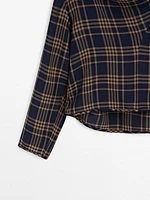 Draped neck check shirt