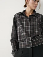 Check shirt with waistband detail