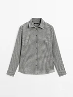 Check wool blend shirt