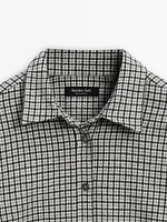 Check wool blend shirt