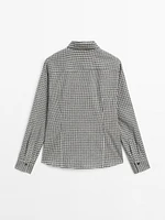 Check wool blend shirt