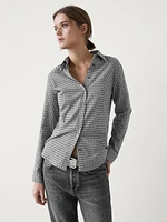 Check wool blend shirt