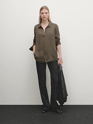 Satin mulberry silk blend shirt