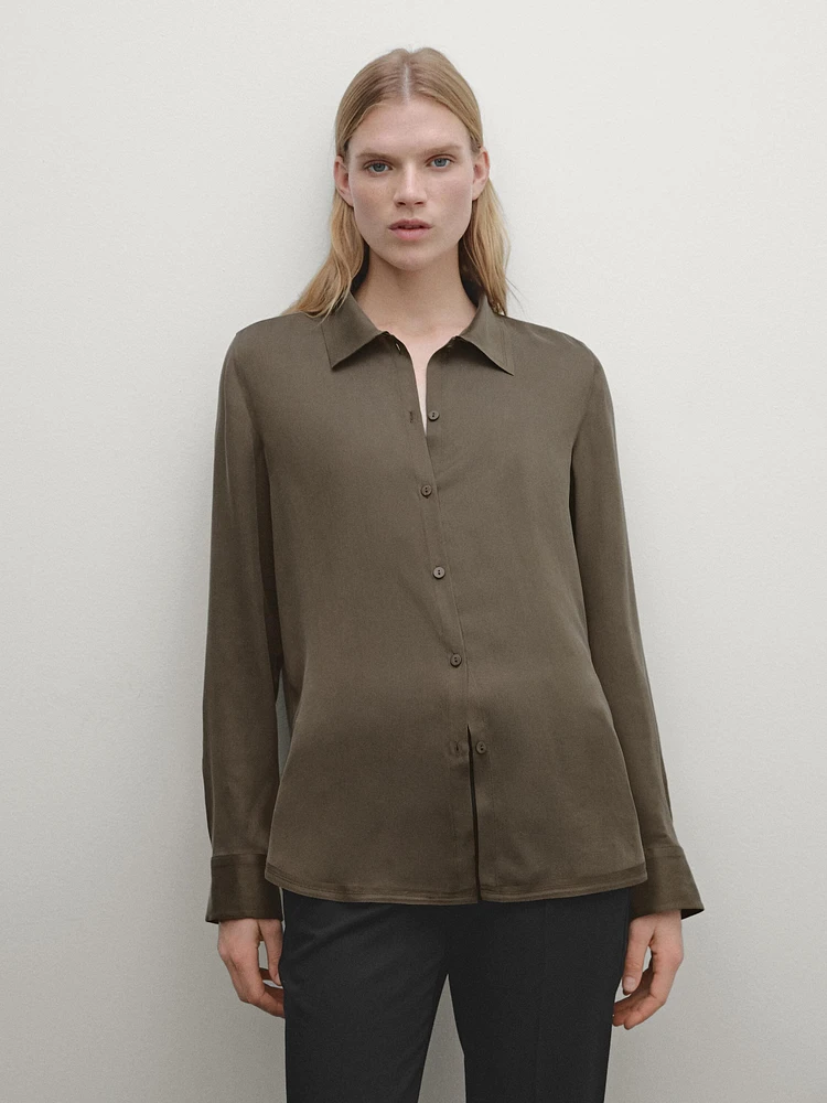 Satin mulberry silk blend shirt