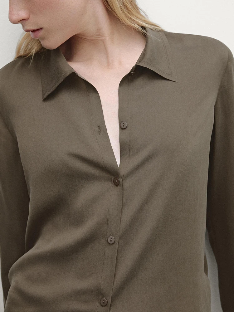 Satin mulberry silk blend shirt