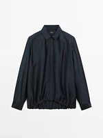 Satin shirt with elastic detail