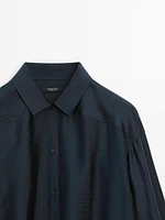 Satin shirt with elastic detail